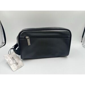 Toiletry Bag Kenneth Cole Reaction Leather Case Travel Bag Black 10"x6"x3" NWT